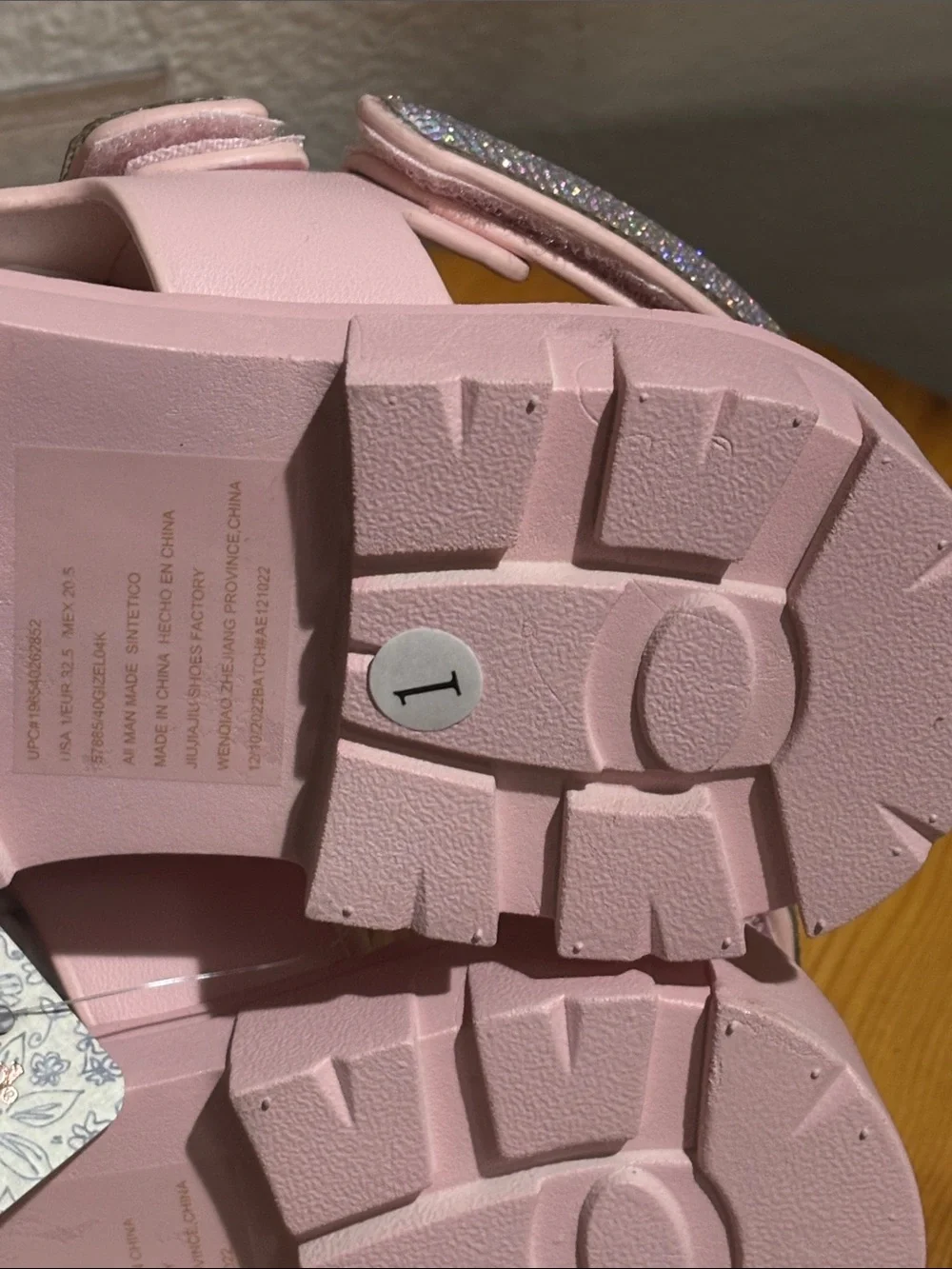 Mudd Girls' Blush Sparkle Strap Sandals 1 NWT